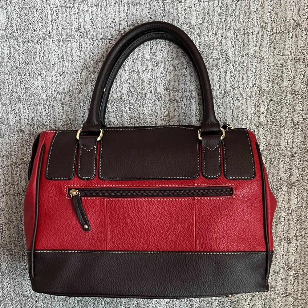 Tignanello Red and Brown Satchel - Picture 2 of 10